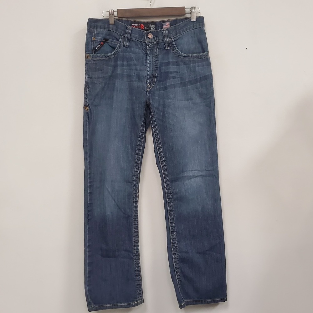 Ariat M4 FR Fire Resistant Relaxed Boot Cut Jeans Size 31x30 Blue Workwear Denim